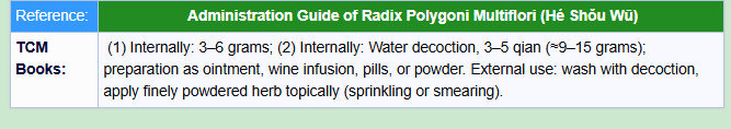 Administration Guide of Radix Polygoni Multiflori Fleeceflower Root,Hé Shǒu Wū