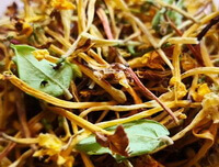 dried yellow herb segments of Honeysuckle Flower with leaves