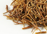 dried herb slices of Chinese Gentian root are in a pile
