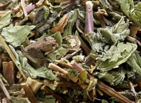 dried leaves and segments of peppermint herb