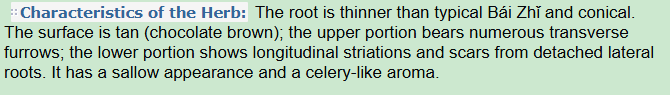 Characteristics of the herb