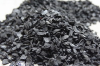 many small black grains of Activated Charcoal are piled together