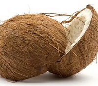 two halves of brownish Coconut shell