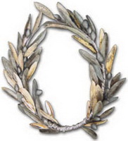 Olea europa:pale brown olive leaves are in a cirle