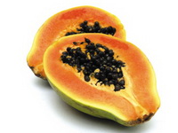 two halves fruit pulp of papaya