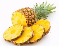 Pineapple:fruit and yellow slices of fruit